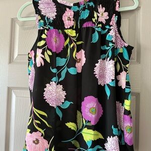 Spense Black and Purple Floral Blouse